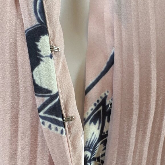 Whistles Pleated Floral Ruffle Wide Leg Cocktail Jumpsuit Pink Blue Size US 4 - Picture 8 of 10